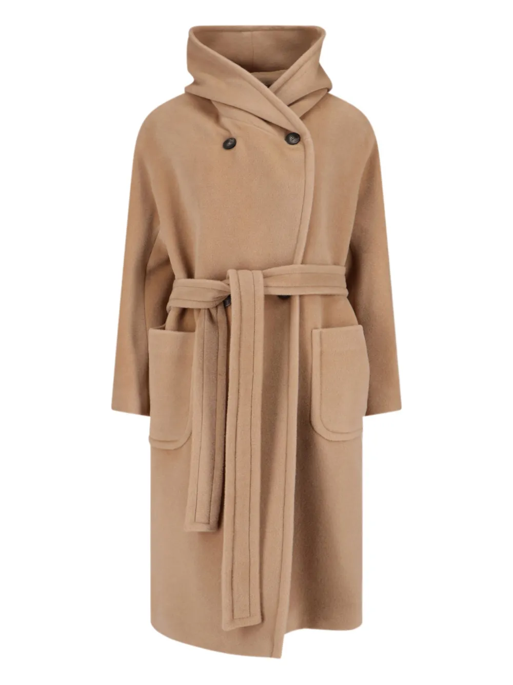 Tagliatore Daisy jas met capuchon en dubbele rij knopen Bruin