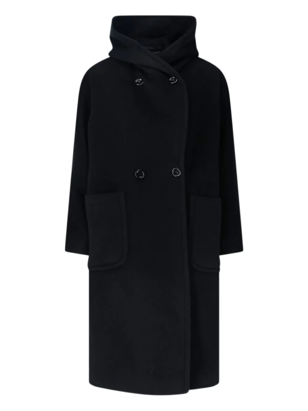 Tagliatore Daisy jas met capuchon en dubbele rij knopen Zwart