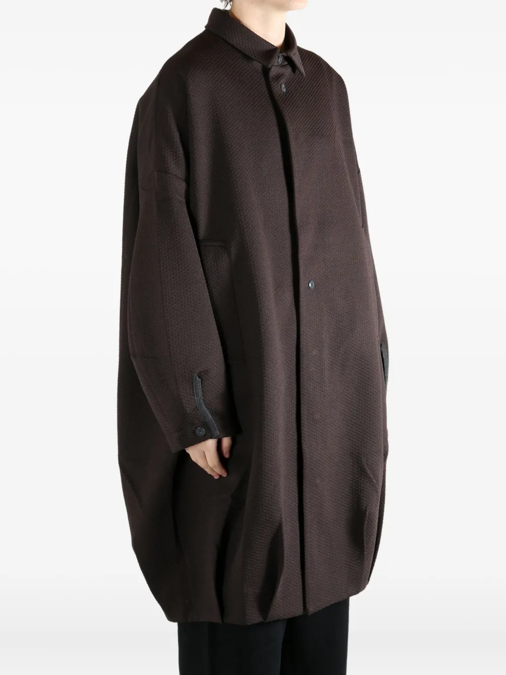 Omar Afridi Button Textured Coat In Brown