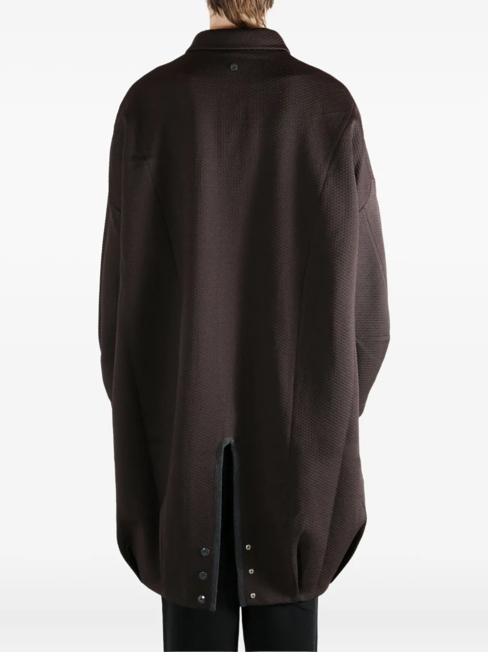 Omar Afridi Button Textured Coat In Brown