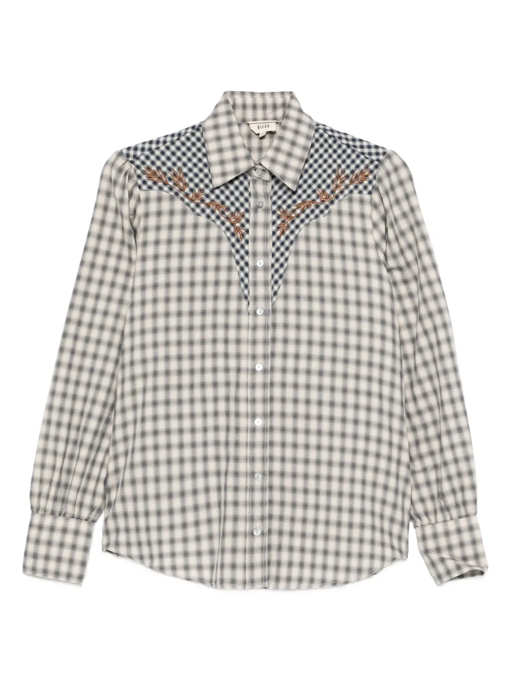 Diega Costelina Embroidered Checked Shirt In Blue