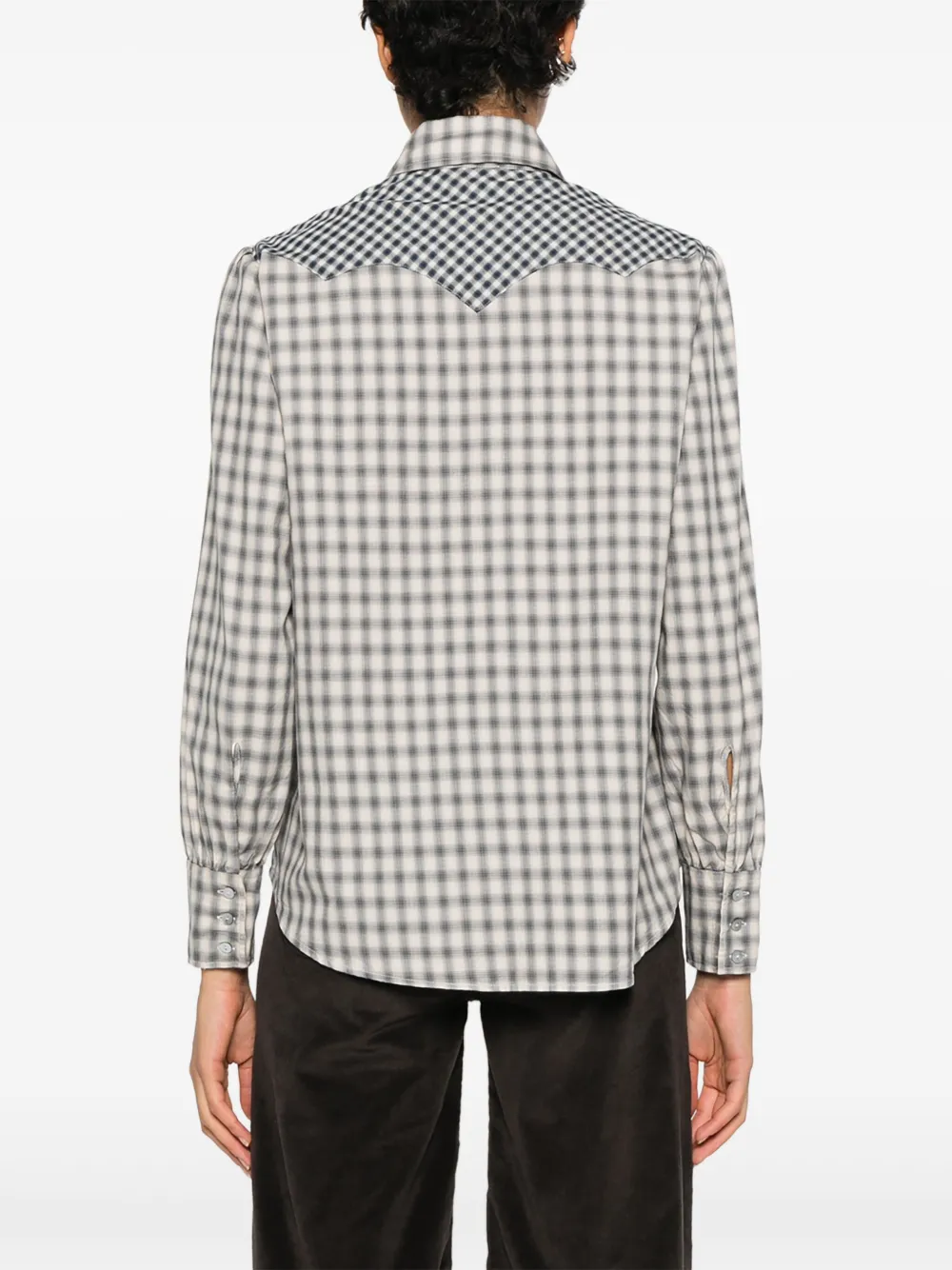 Diega Costelina Embroidered Checked Shirt In Blue