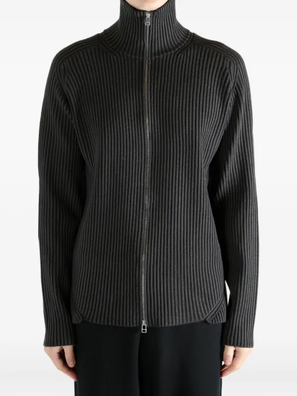 Omar Afridi Ribbed zip-up Cardigan | Grey | FARFETCH