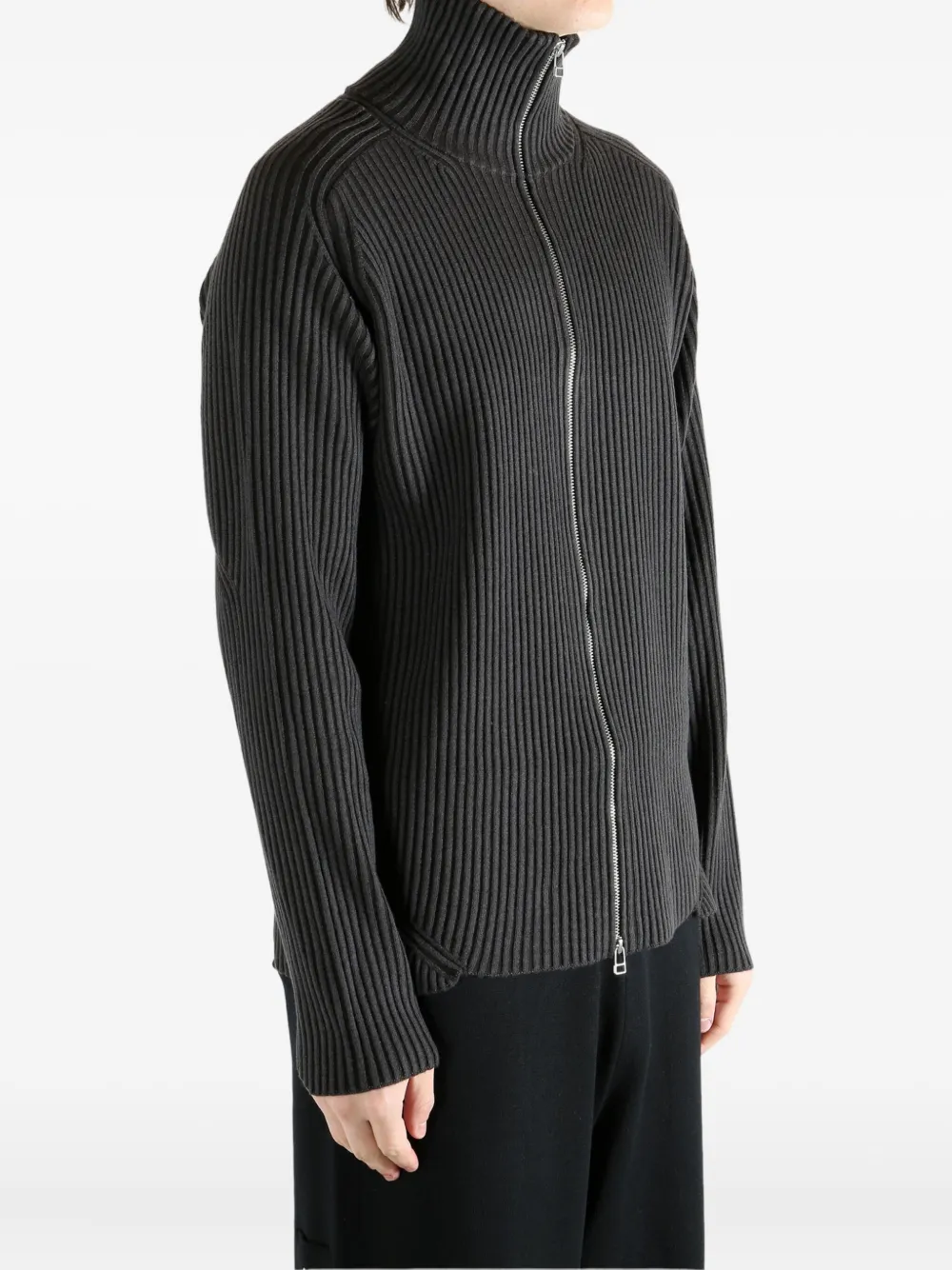 rn　omar afridi DS KNIT Omar Afridi Ribbed zip-up Cardigan | Grey | FARFETCH