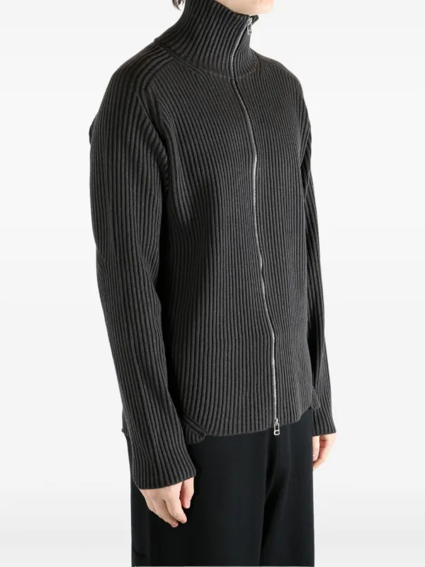 Omar Afridi Ribbed zip-up Cardigan | Grey | FARFETCH