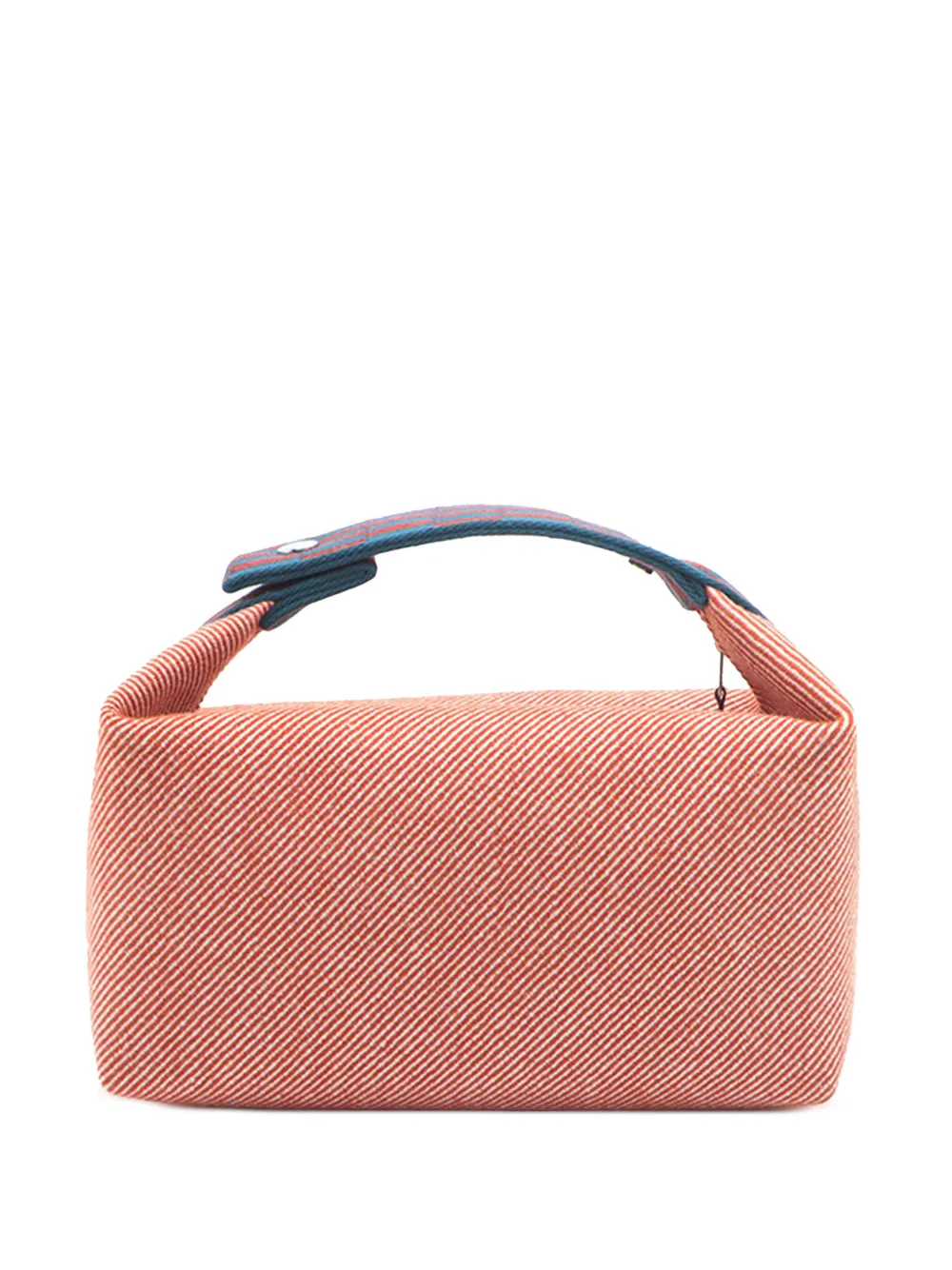 Pre-owned Hermes 2020-2025 Large Wool Bride A Brac H Natte Case Vanity Bag In Orange