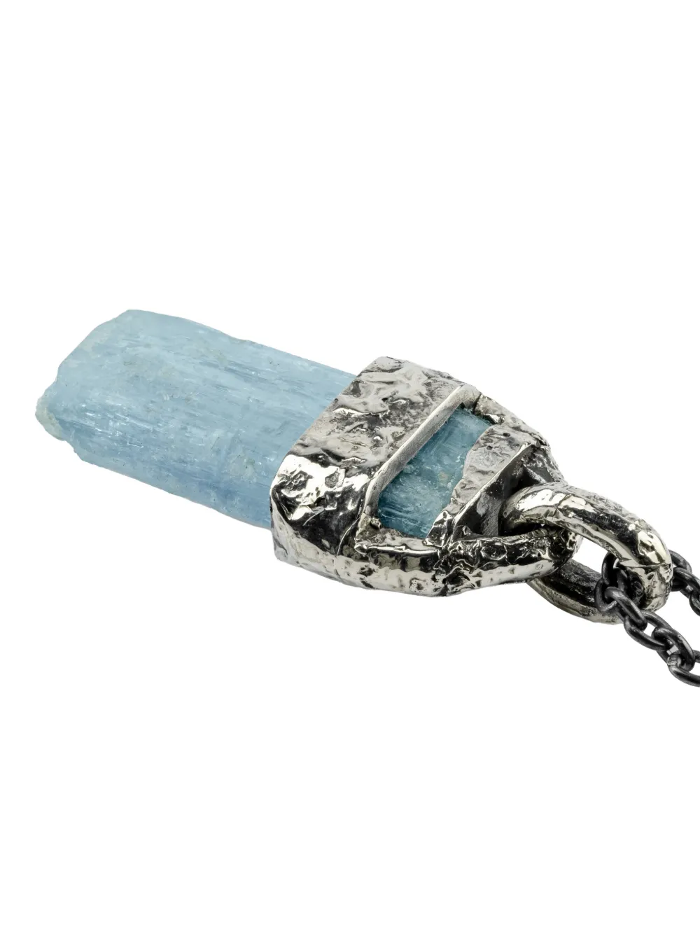Parts Of Four 10k White Gold Fused Talisman Aquamarine Necklace In Metallic