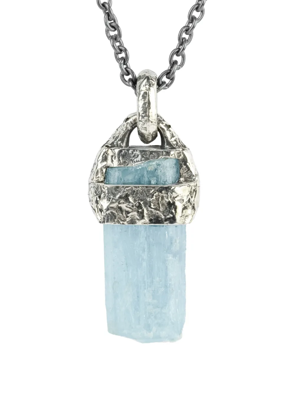 Parts Of Four 10k White Gold Fused Talisman Aquamarine Necklace In Metallic