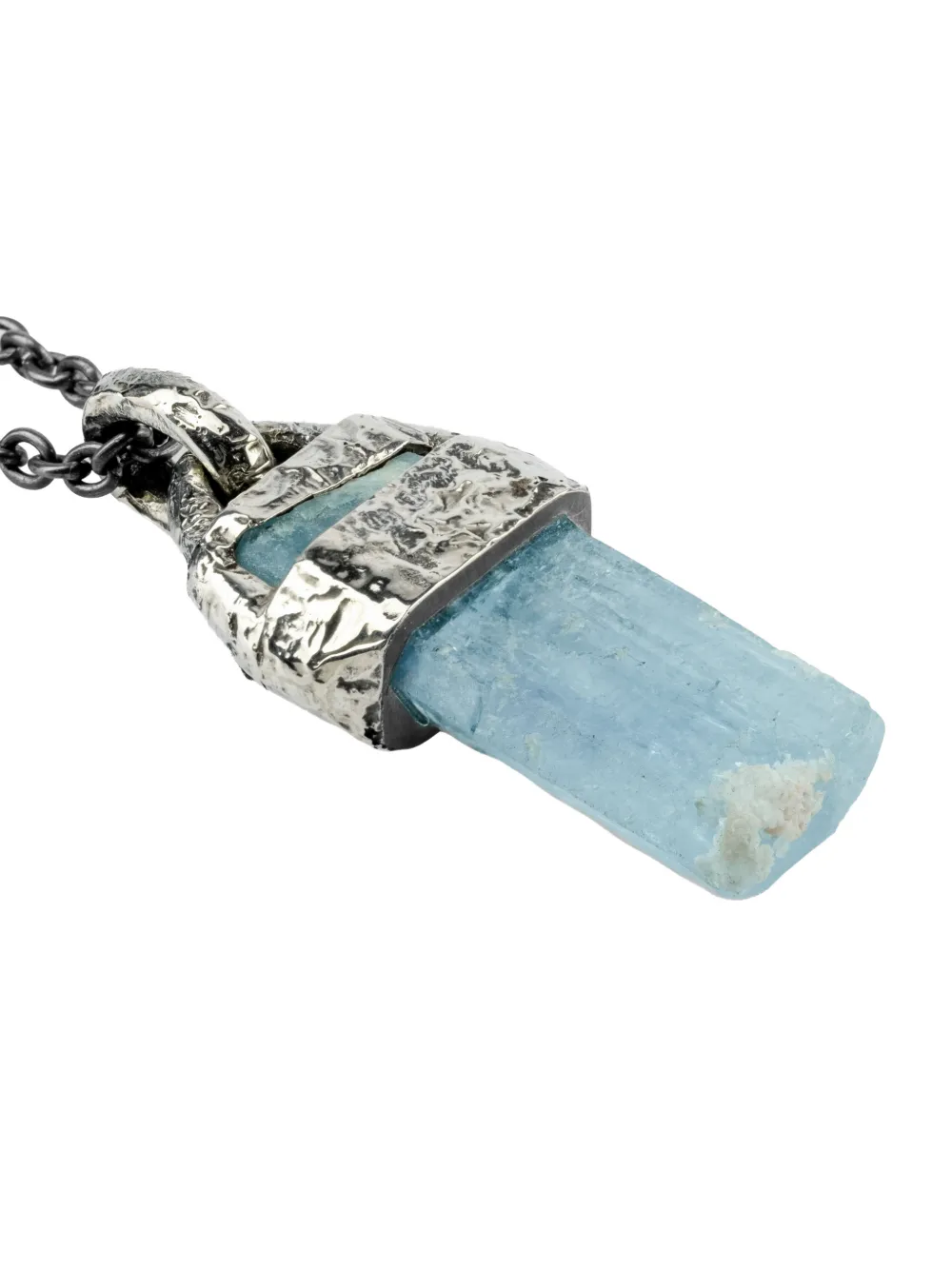 Parts Of Four 10k White Gold Fused Talisman Aquamarine Necklace In Metallic