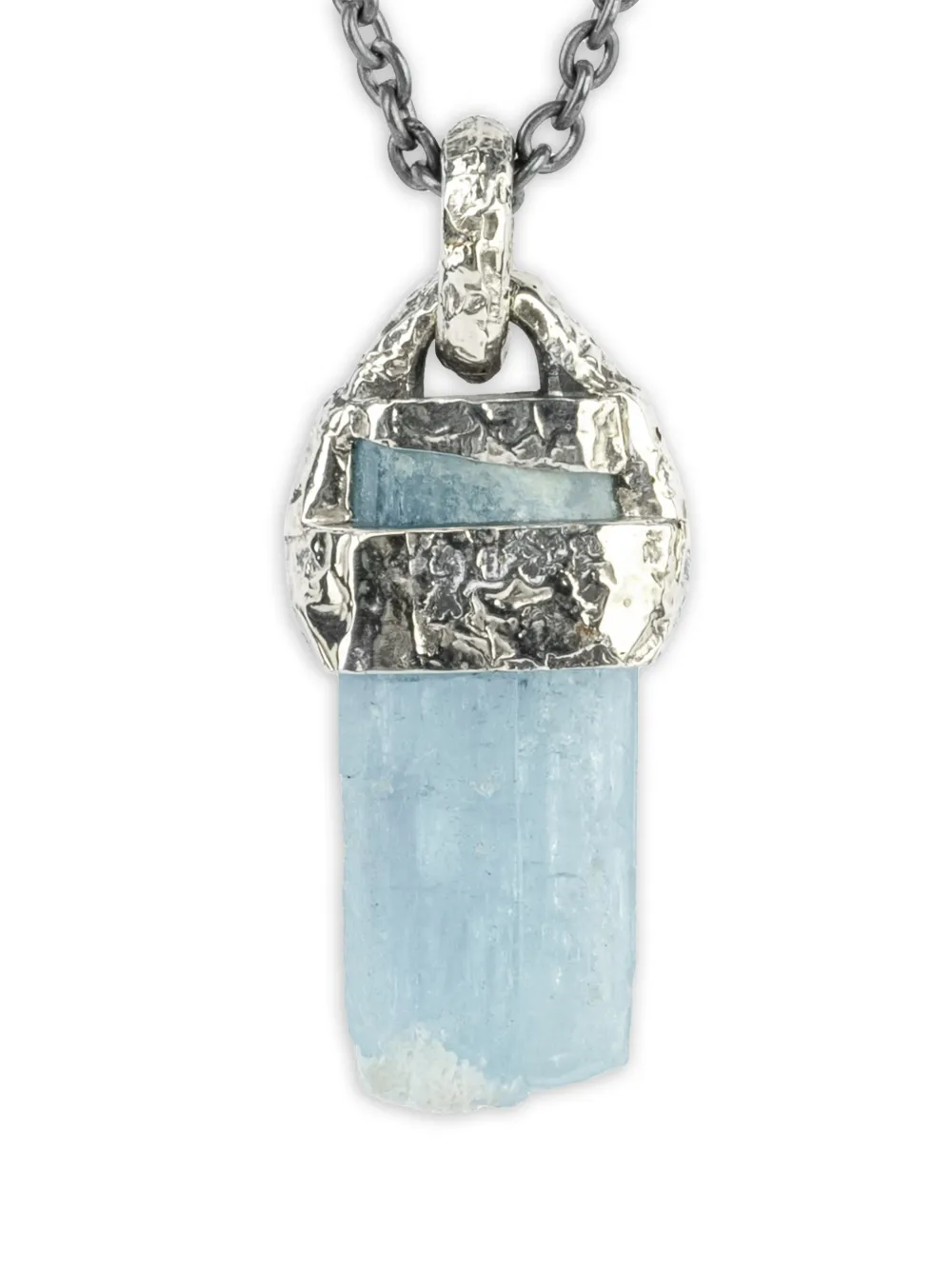 Parts of Four 10K white gold fused Talisman aquamarine necklace - Argento