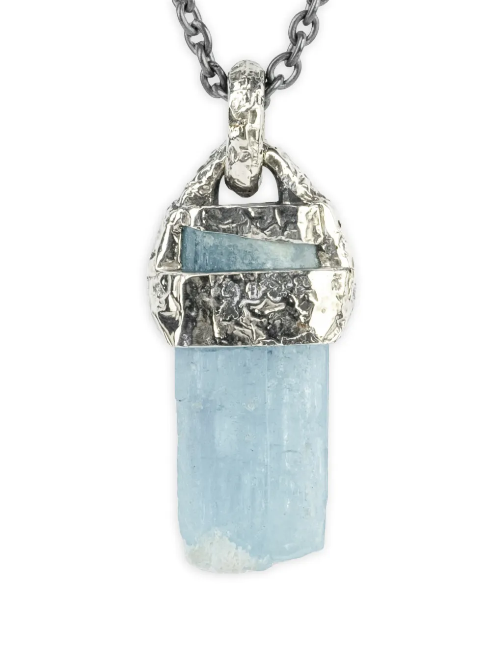 Parts of Four 10K white gold fused Talisman aquamarine necklace - Argento