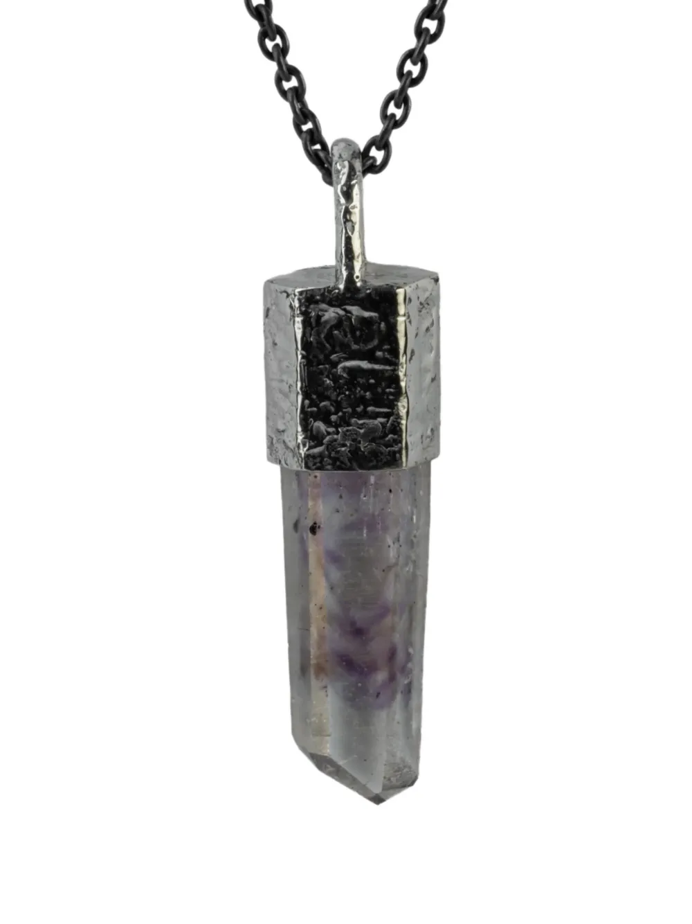 Parts Of Four Sterling Silver Talisman Amethyst Necklace In Gray