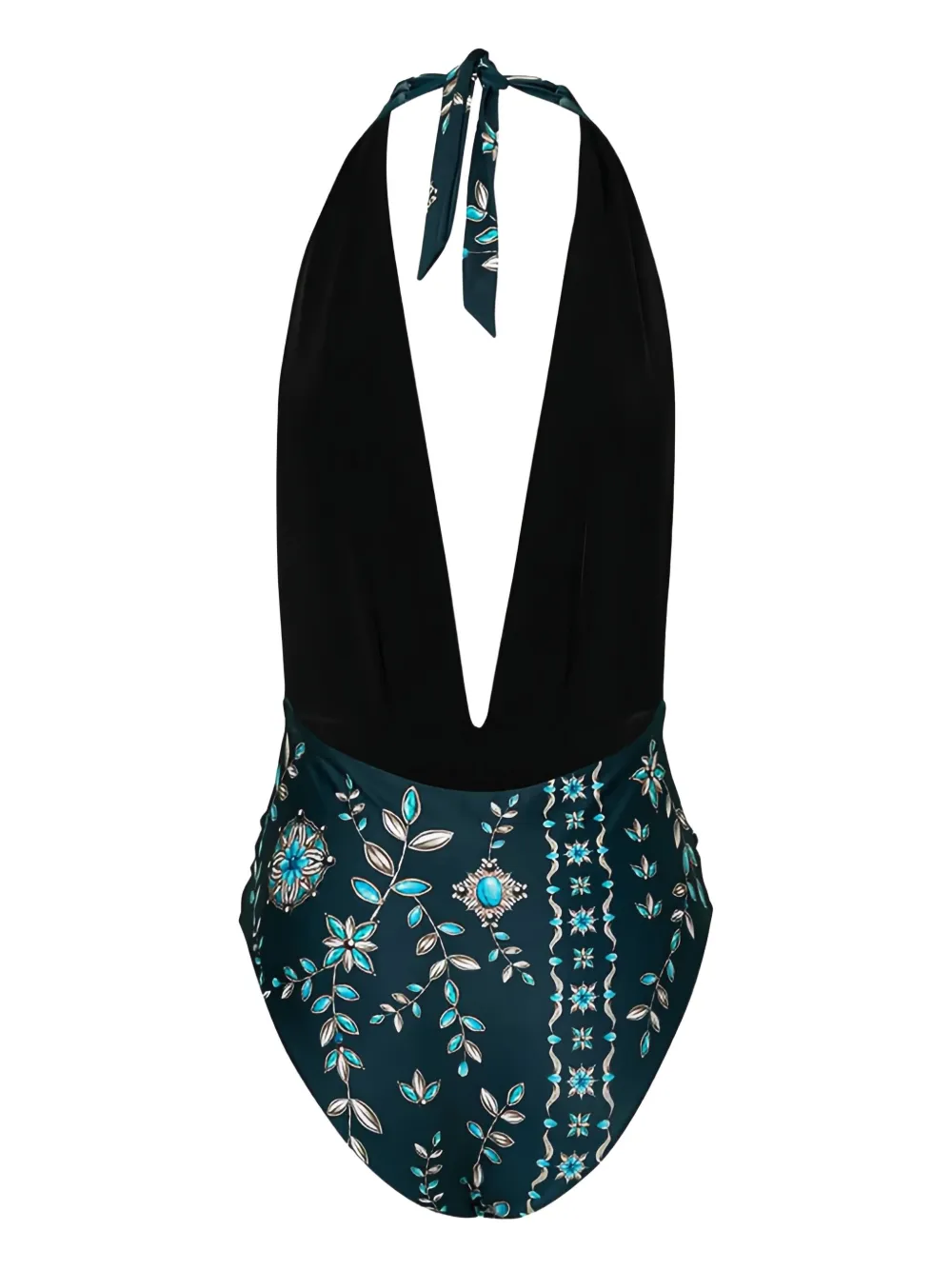 Agua By Agua Bendita Salm Relicario Tie-front Printed Recycled Halterneck Swimsuit In Multi
