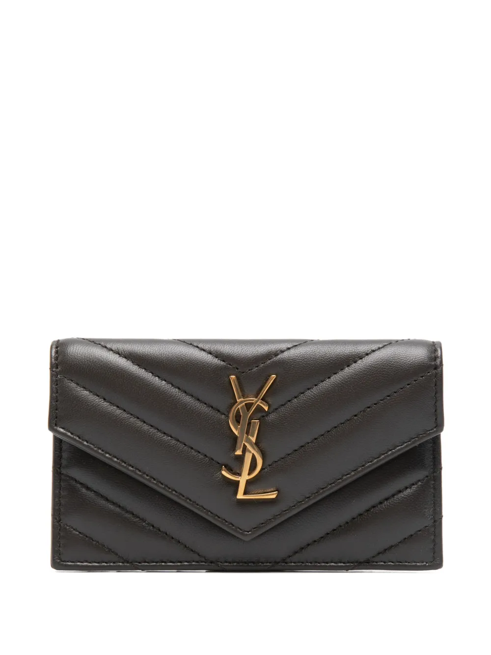 Saint Laurent Cassandre Matelassé Leather Wallet In Gray