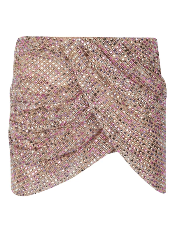 Self-Portrait Crystal-embellished Mini Skirt in Pink