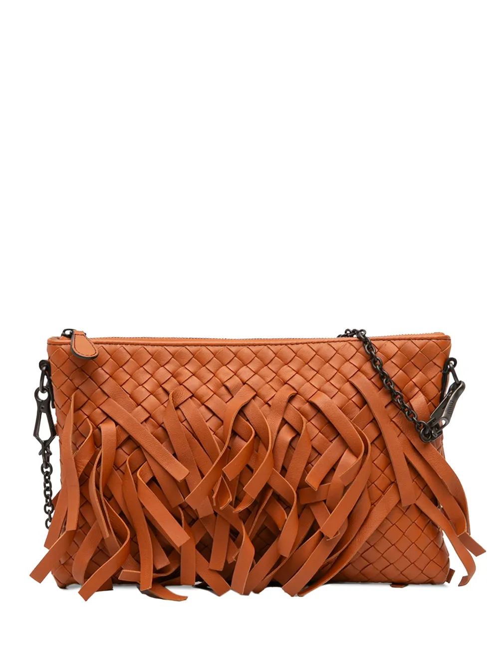 Bottega Veneta Pre-Owned 2012-2025 Nappa Intrecciato Palio Fringe Chain crossbody bag - Arancione