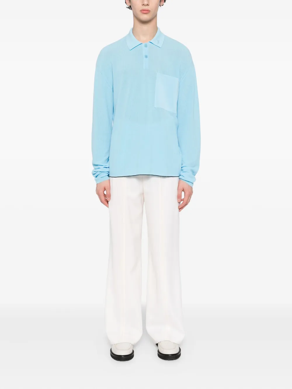 Jacquemus Pocket Long-Sleeved Polo Shirt - Zwart