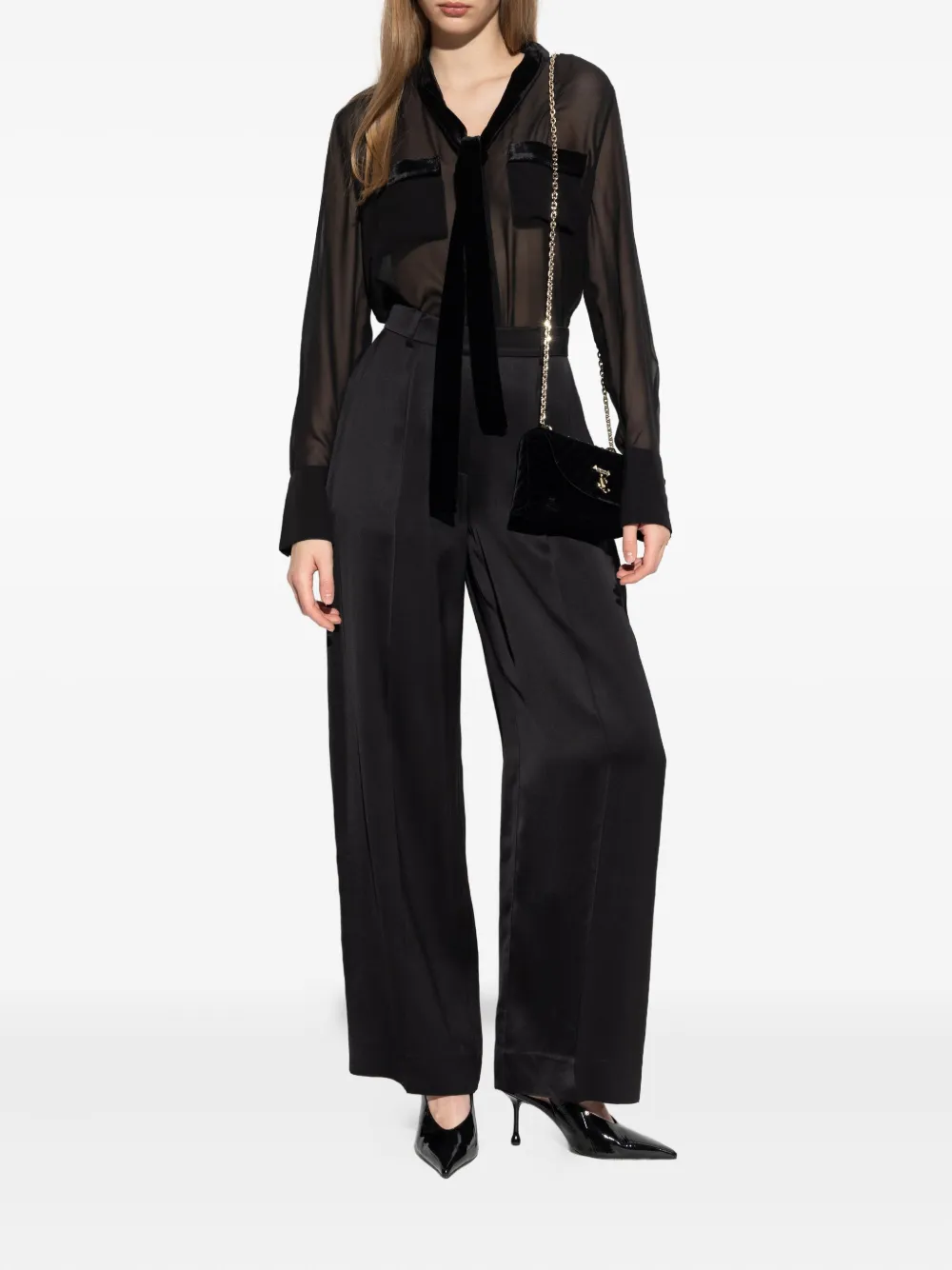 FRAME pocket tie-detail blouse - Zwart