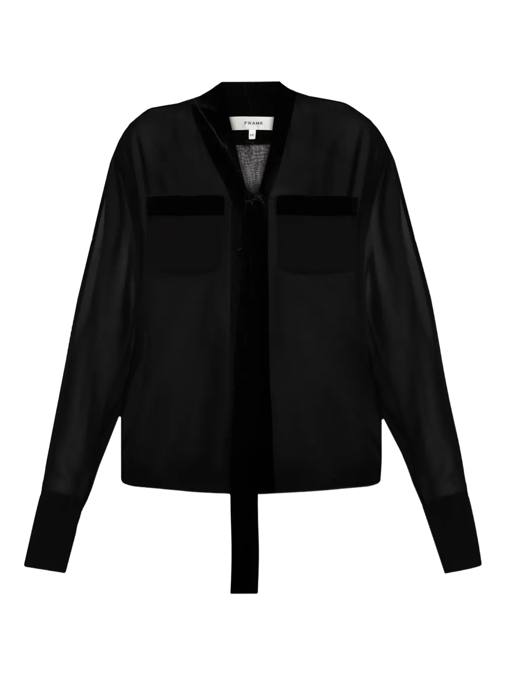 Frame Pocket Tie-detail Blouse In Black