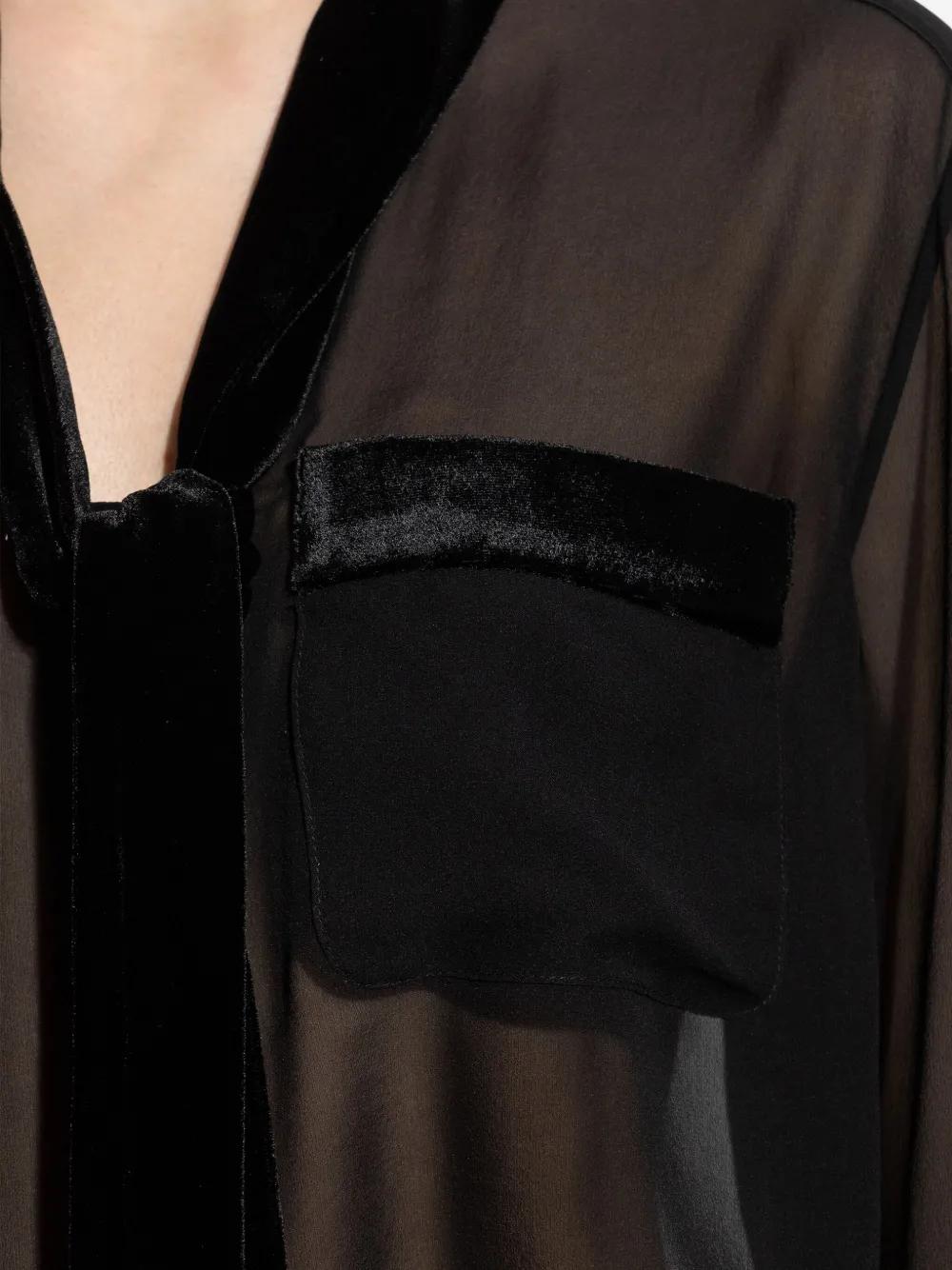 Frame Pocket Tie-detail Blouse In Black