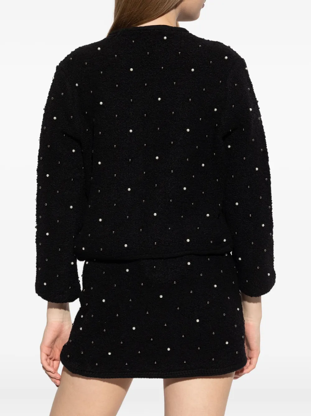 Frame Pearl-embellished Cardigan In Black