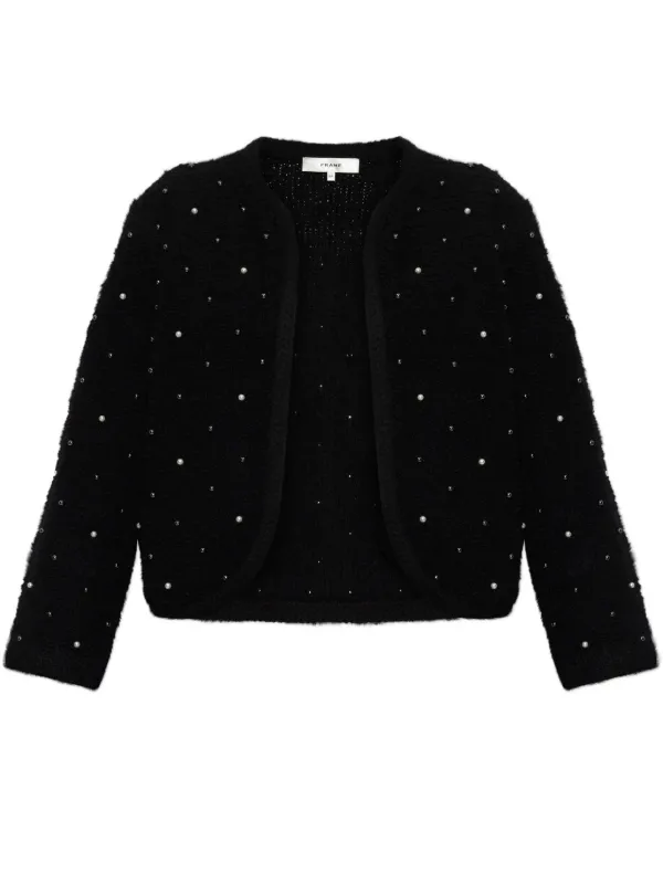Frame Pearl-embellished Cardigan in Black
