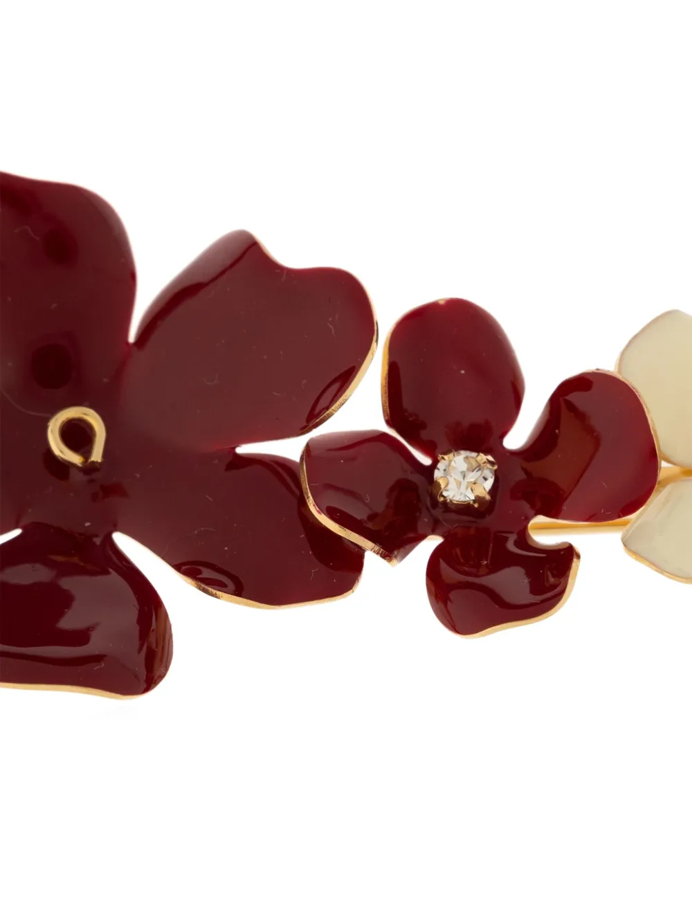 Marni Crystal-embellished Floral Brooch In Red