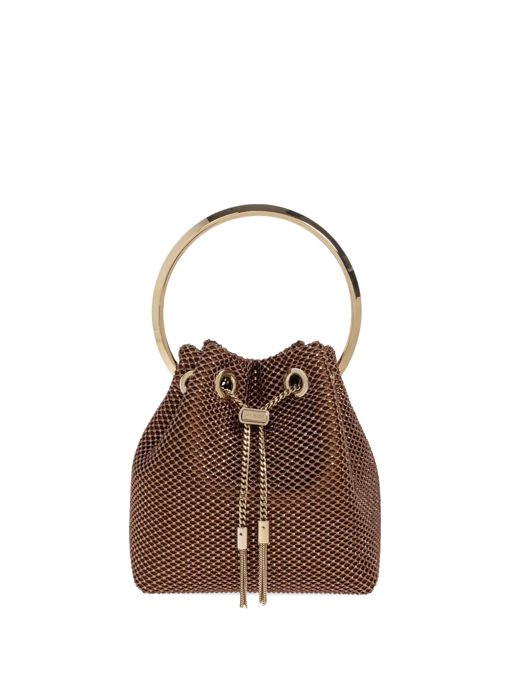 Jimmy Choo Bon Bon Shimmering-mesh Handbag In Brown
