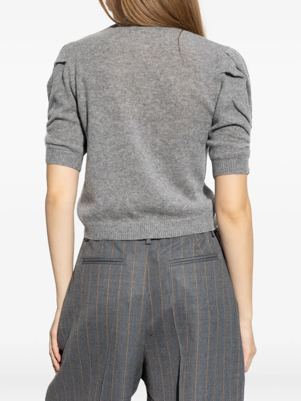 FRAME Trui met ruches en korte mouwen Grijs