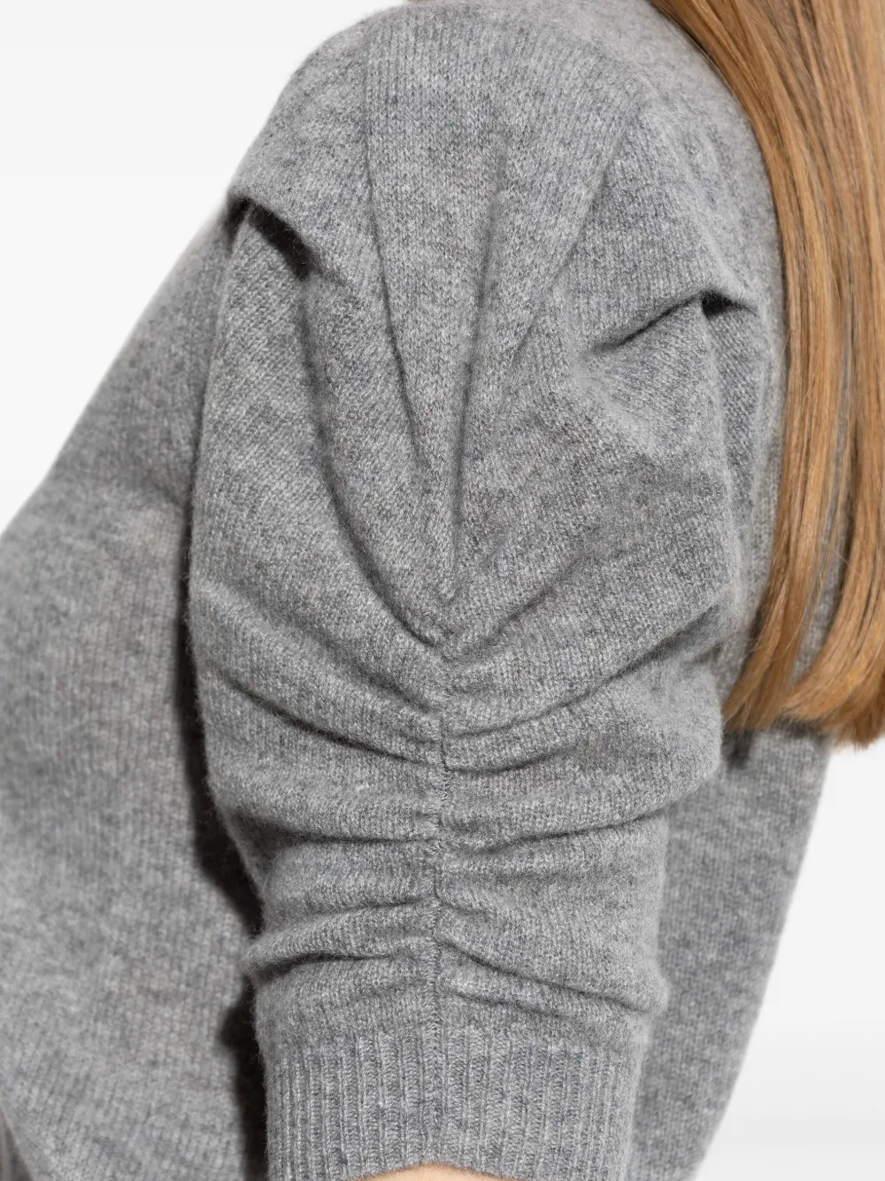 FRAME Trui met ruches en korte mouwen Grijs