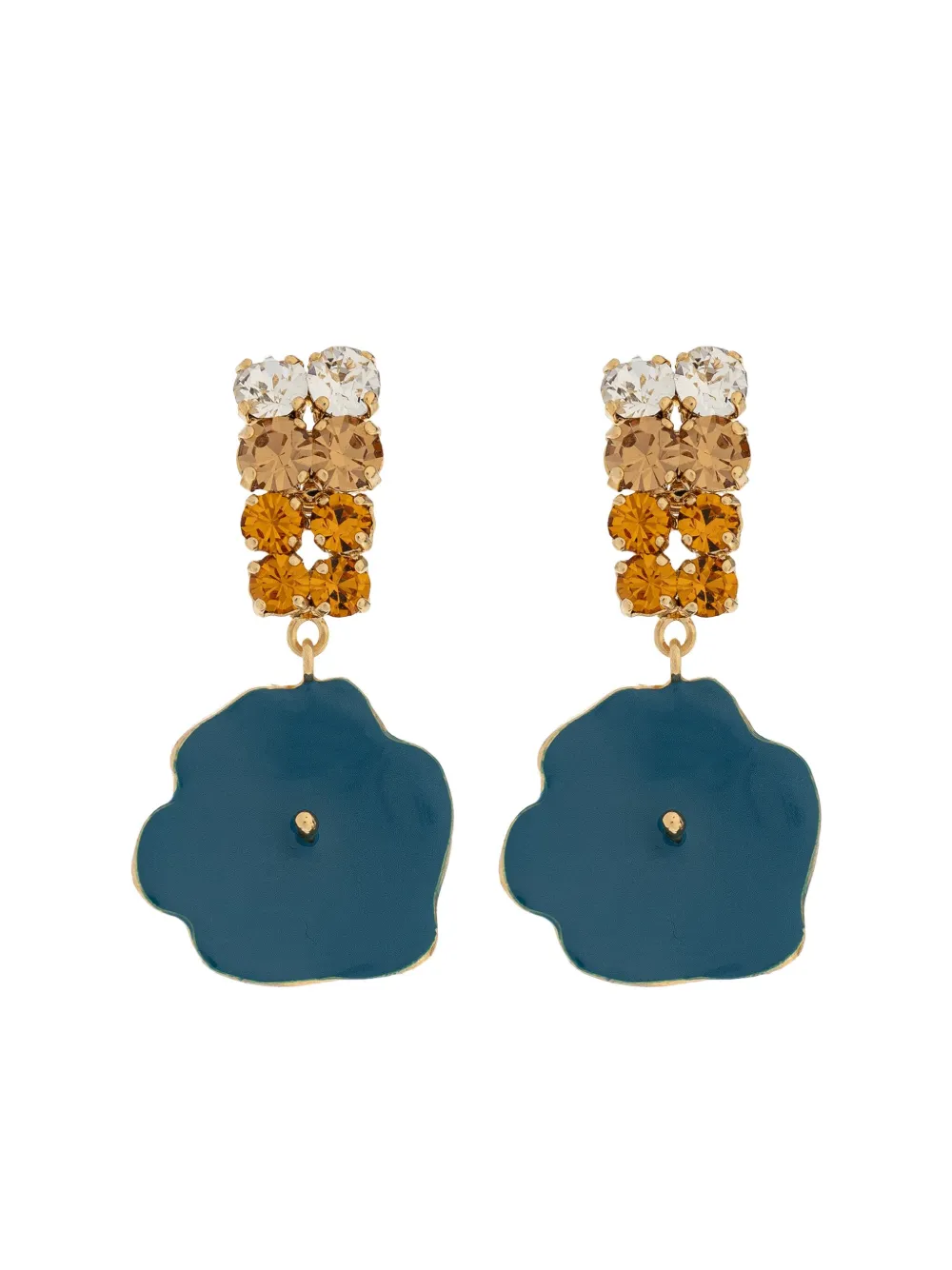 Marni Crystal-embellished Flower-motif Drop Earrings In Multi