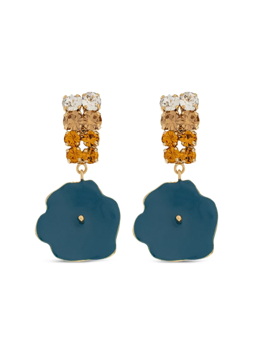 Marni aretes con motivo floral y detalles de cristal | dorado | Image 1