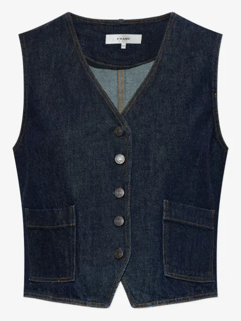 FRAME Geknöpfte Jeansweste mit Taschen