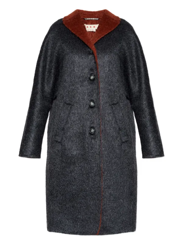 Marni Contrasting-trim Coat in Grey