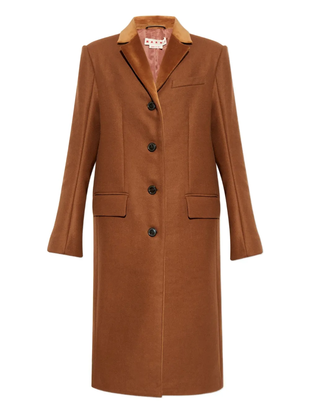 Marni Single-breasted Wool Coat In Brown