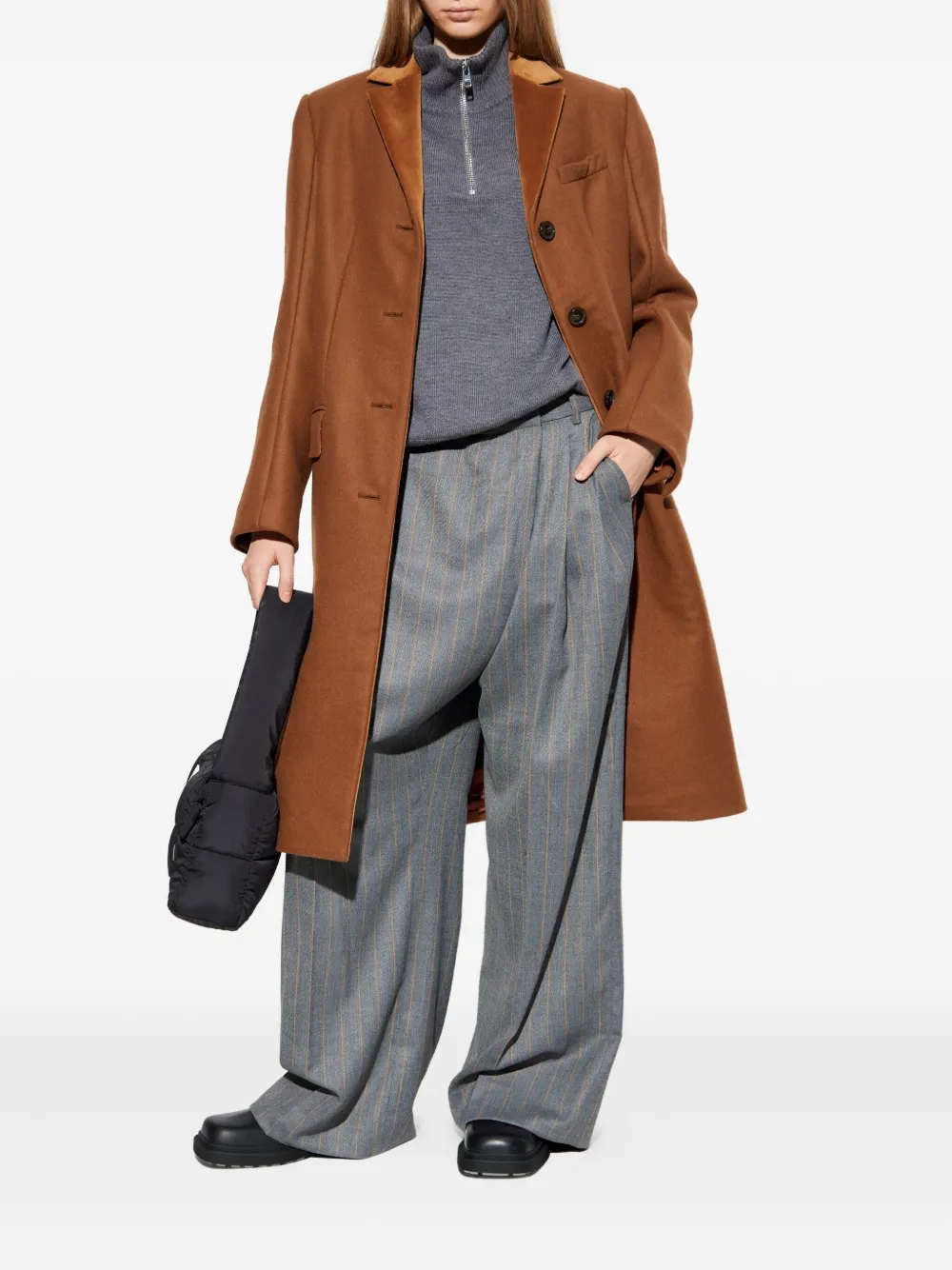 Marni Single-breasted Wool Coat In Brown