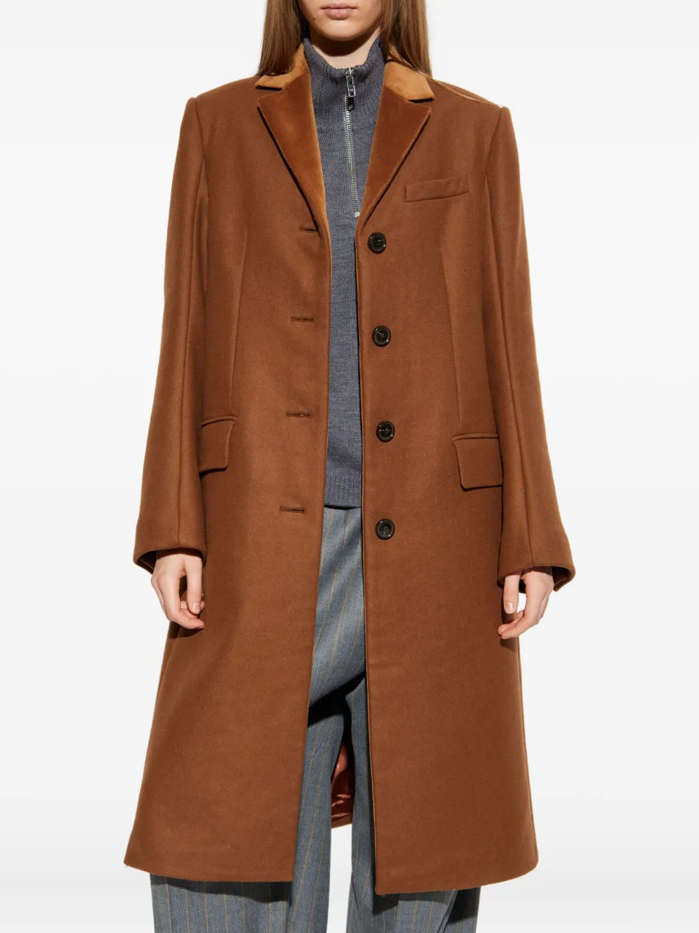 Marni Single-breasted Wool Coat In Brown
