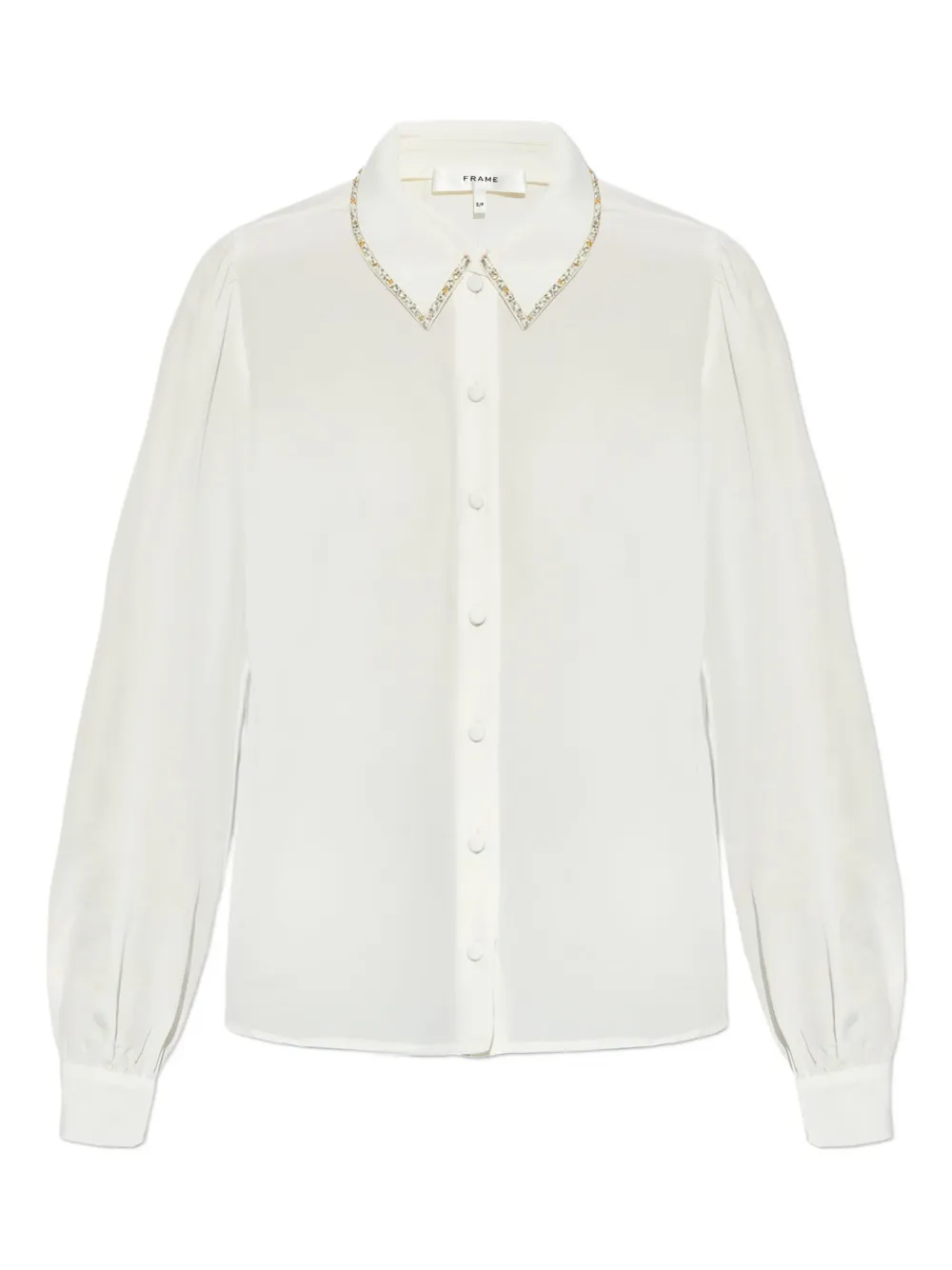 Frame Embellished Collared Blouse In Neutral
