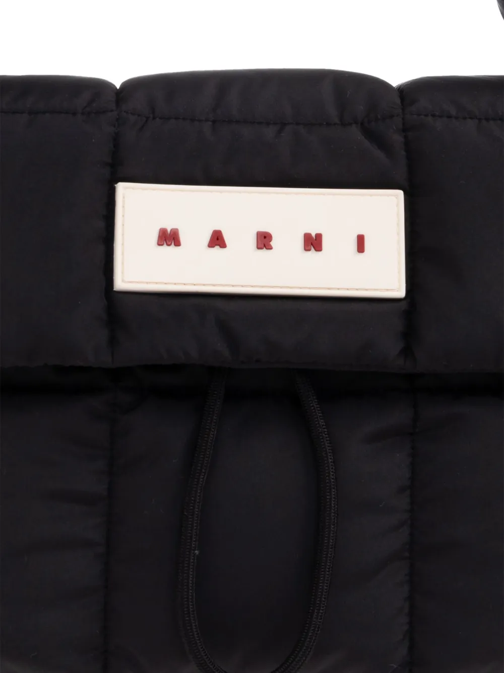 Marni Logo-patch Shoulder Bag In Black