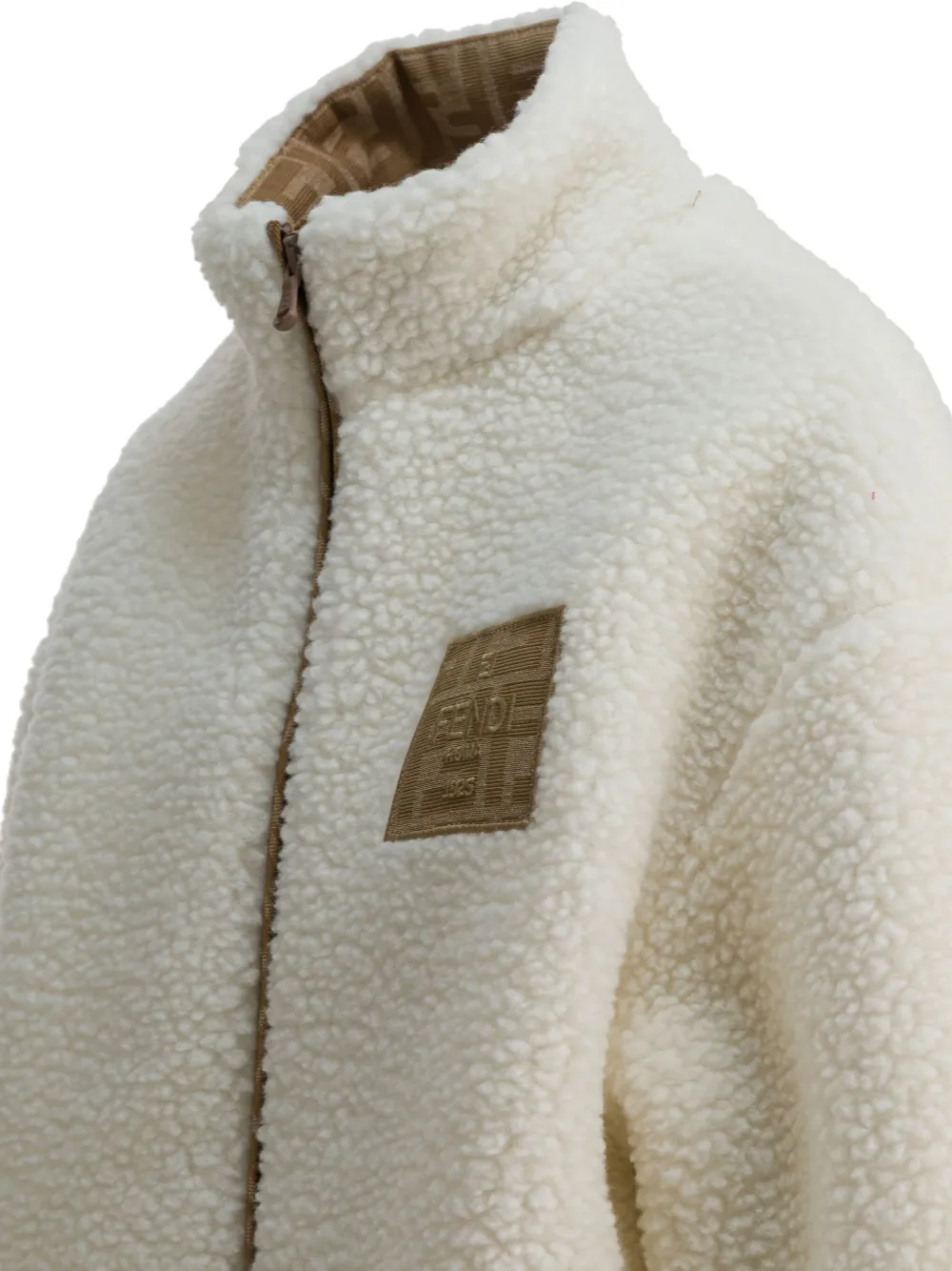 Fendi Kids Jas met logopatch Beige