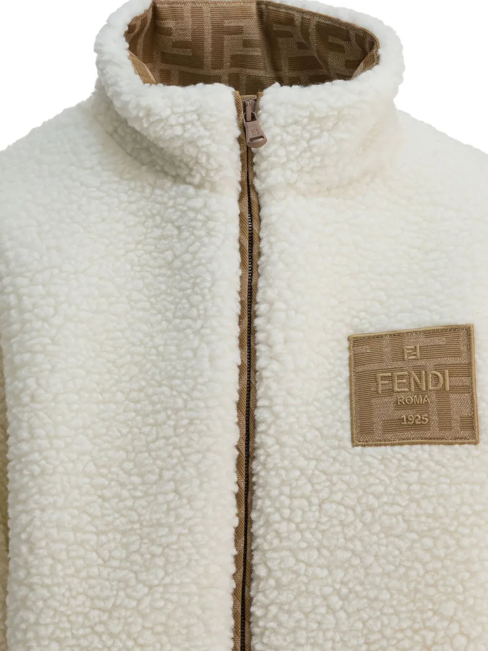 Fendi Kids Jas met logopatch Beige