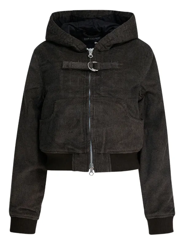 OUR LEGACY Hooded Buckle-detail Jacket in Brown