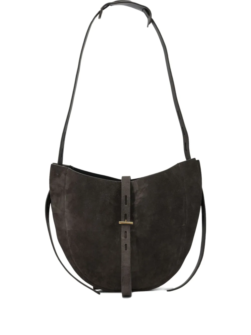 Mino Bossi Buckle Leather Shoulder Bag In Gray