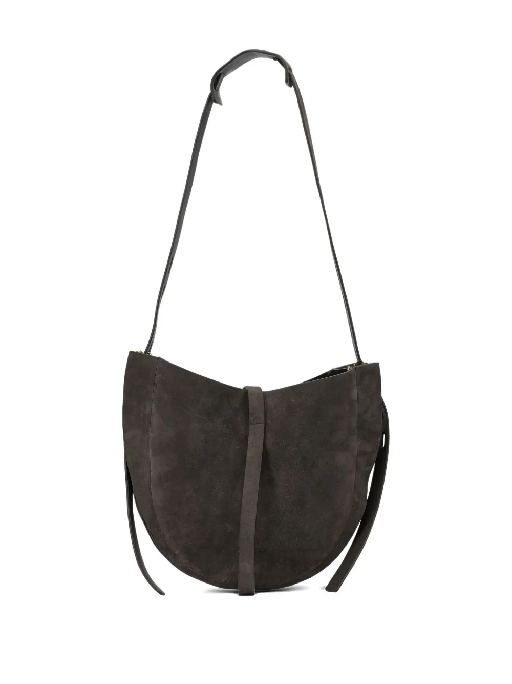 Mino Bossi Buckle Leather Shoulder Bag In Gray