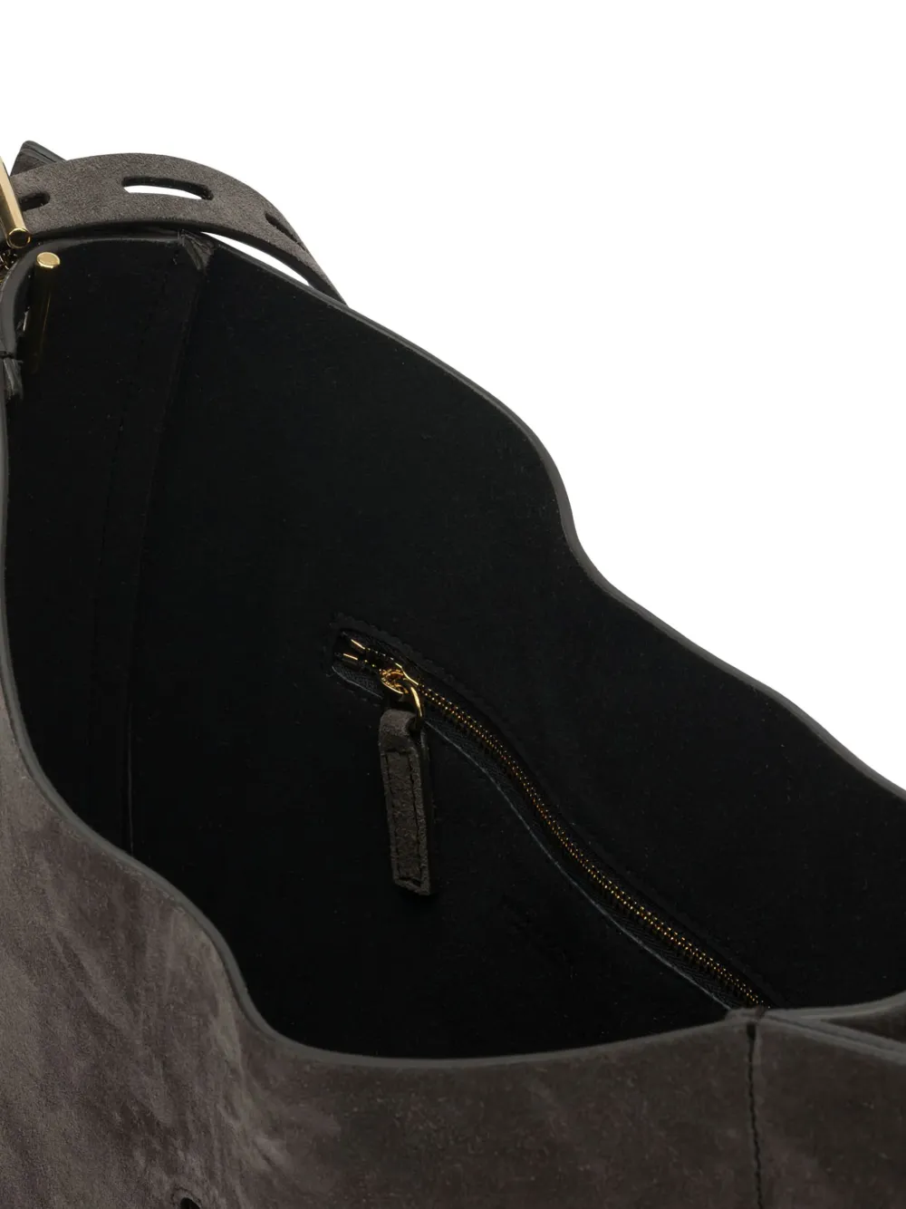 Mino Bossi Buckle Leather Shoulder Bag In Gray
