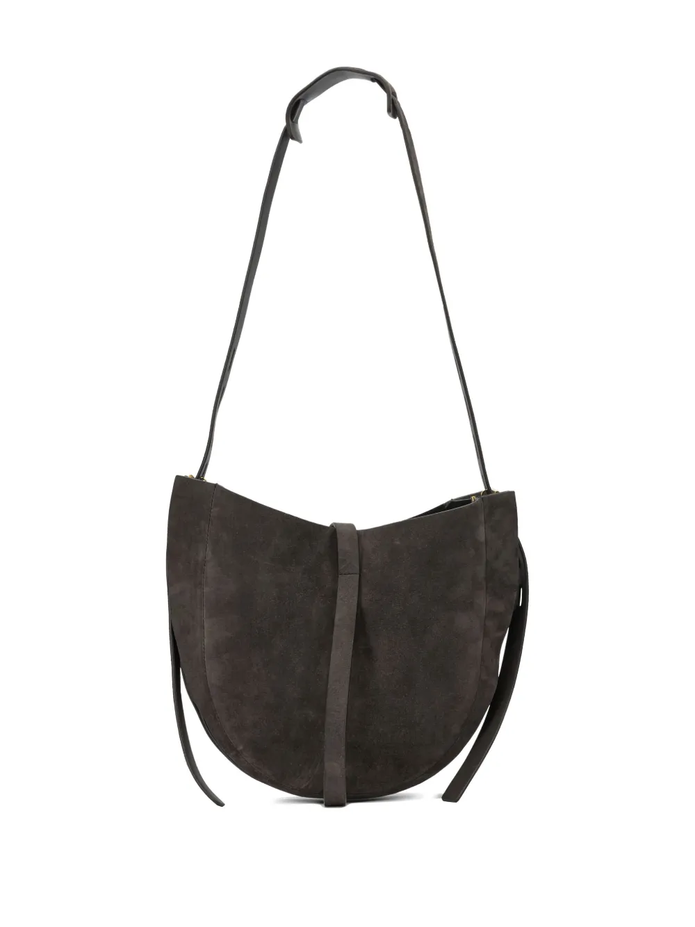 Mino Bossi Buckle Leather Shoulder Bag In Gray