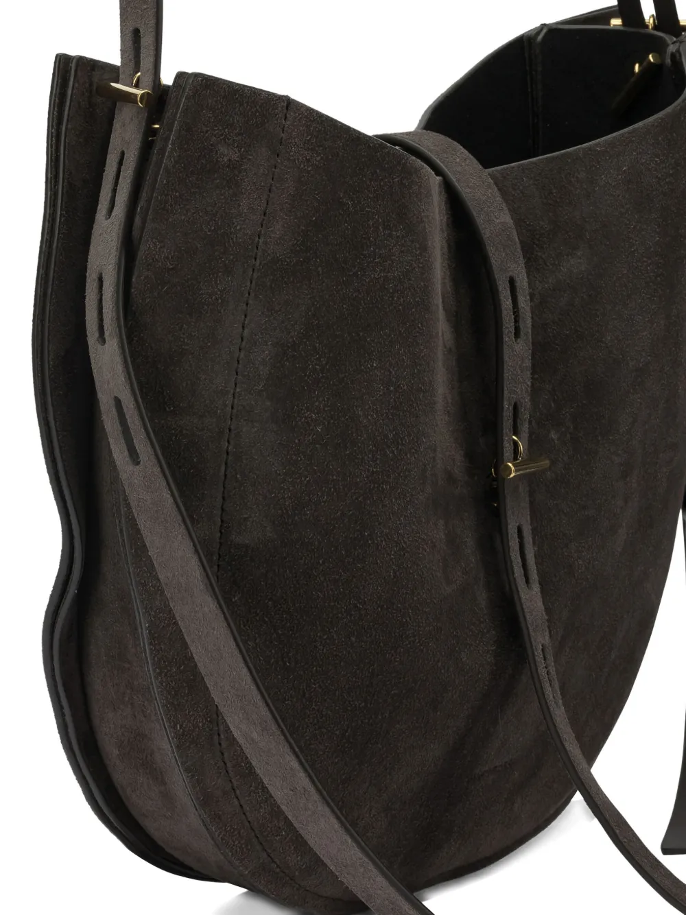 Mino Bossi Buckle Leather Shoulder Bag In Gray