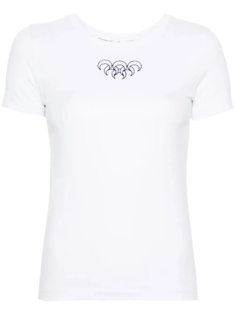 Marine Serre T-Shirt mit Mond-Stickerei - Weiß