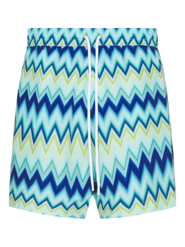 Missoni Nylon Swimsuit with Zigzag Print in Blue