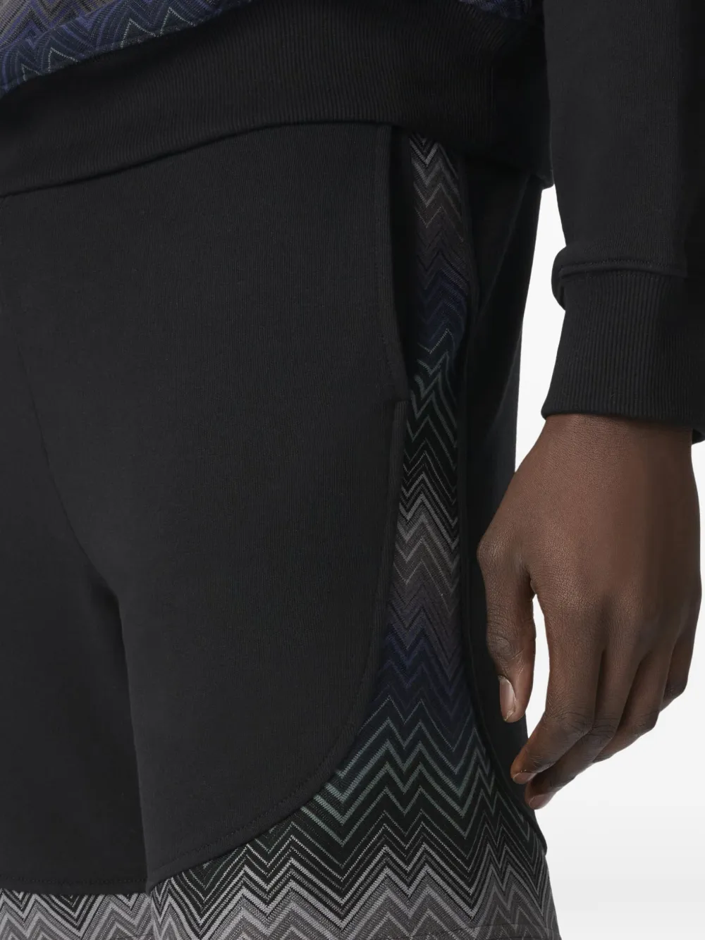 Missoni Fleece shorts met zigzag-patroon Zwart